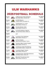 124 ULM Warhawks Football Schedule Refrigerator Magnet 4by6