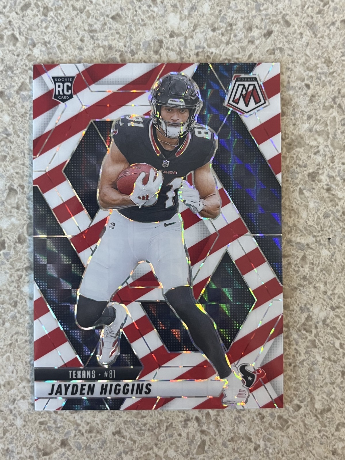 2025 Mosaic Jayden Higgins Red & White Stripe RC #346
