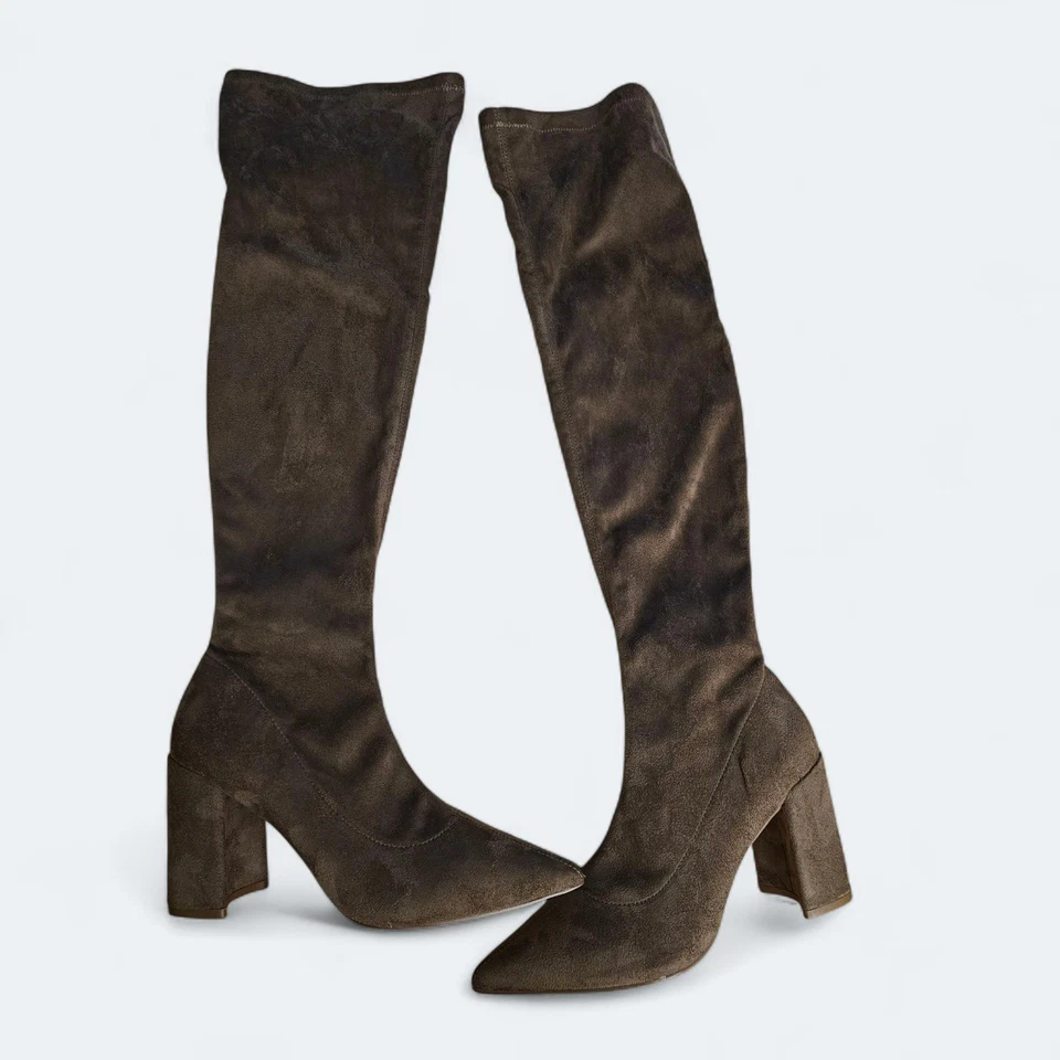 Botas para mujer Liliana de gamuza hasta el muslo con cremallera lateral talla 10 nuevas sin caja Foto 2 de 4