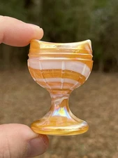 Butterscotch And White Marble Slag Eye Wash Cup Rosso~light Iridescent Finish~