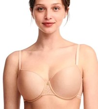 CHANTELLE 19Q6 LUCIE LACE COMFORT UNDERWIRE T-SHIRT BRA NUDE NEW SIZE 34DD