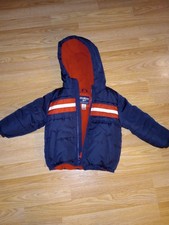 3T Toddler OshKosh B'gosh Winter Jacket Coat Zip-Up Hooded Fleece Navy Red White