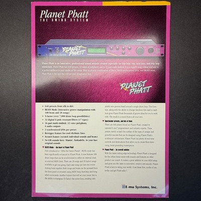 VINTAGE E-MU SYSTEMS PLANET PHATT THE SWING SYSTEM INFORMATIONAL BROCHURE