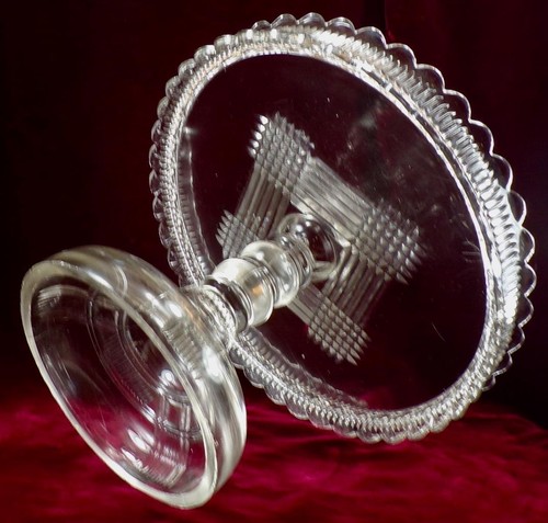 Quaker Lady Cake Stand Dalzell & Gilmore #23D Clear Glass EAPG 1887 Antique - Picture 6 of 10