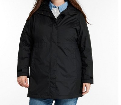 L.L. Bean Womens Winter Warmer Coat Size 3X Regular Black Fleece-lined Hooded