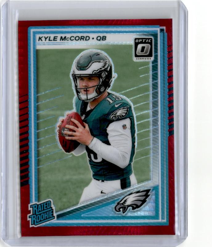 2025 Donruss Optic #283 Kyle McCord Red Hyper RC Philadelphia Eagles Rookie