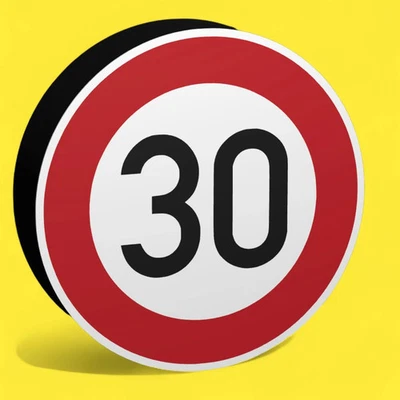 30 KMH Geschwindigkeitsbegrenzung Verkehrsschild - LED Leuchtbox