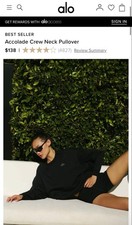 NWzt Alo Yoga Black Accolade Crew Neck Pullover Sweatshirt S