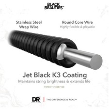 Black Coated Steel Bass Guitar Strings, 30-125 - 6 String