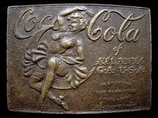 NE06168 VINTAGE COCA COLA REFRESHING SOLID BRASS FANTASY COLLECTOR BUCKLE
