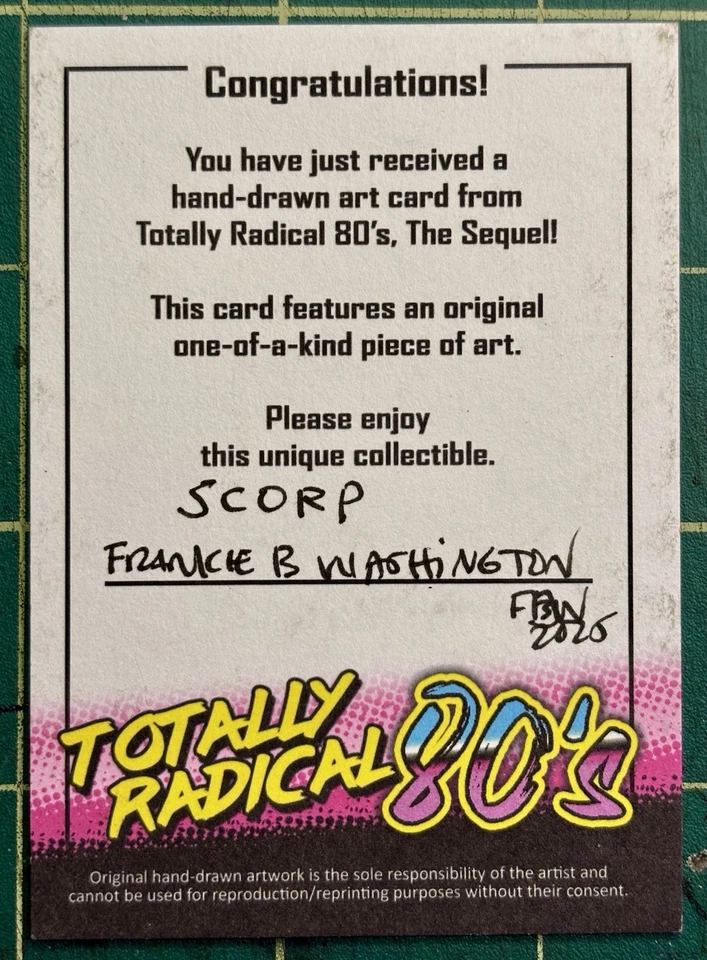 Hasbro Go-Bots SCORP Original Sketch Card Artwork By FRANKIE B WASHINGTON - Image 2 of 3