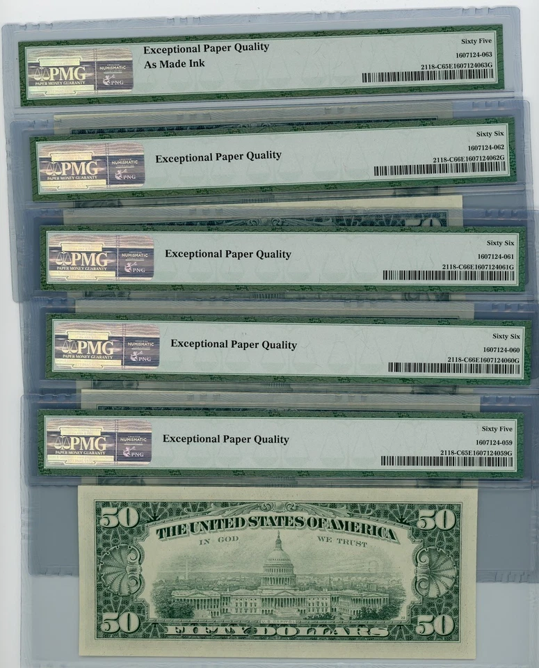 FR. 2118-C $50 1974 5 Consecutive Federal Reserve Note 65-66 EPQ PMG DC-2558 - Image 2 of 3