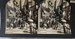 Antique Stereoview Card - Street Scene in Constantinople, Turkey (c. 1912)