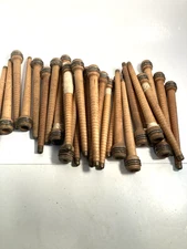 Wood Bobbins Spools Wooden Industrial Style Spindles 8.75" Wooden Quills Lot-30: