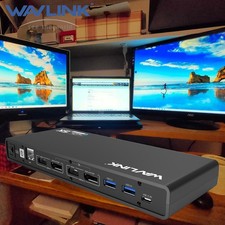 WAVLINK Displaylink Estación de Acoplamiento USB A/C Base para Laptop Monitores Dual 4K@60Hz