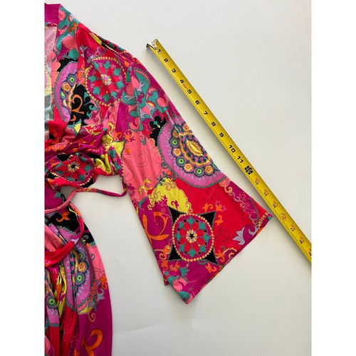 Josie Nator Pink Multi Hollywood Boho Wrap Robe Medium Lounge Fairy Paisley - Picture 8 of 19