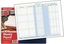 Adams Weekly Payroll Record, 20 Employee Capacity, Spiral Binding, 11 x White 
