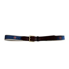 Vineyard Vines Canvas Club belt beige blue brown size 36 brass buckle