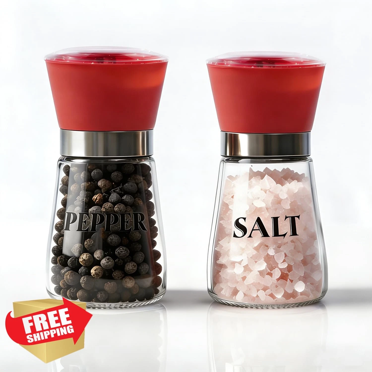 Red Salt Pepper Grinder Set 2 Adjustable Coarseness Kitchen Mill
Opens in a new window or tab