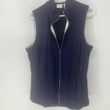 Weekends by Chico's Dark Blue Vest Top Size 2 Large Full Zip Pockets