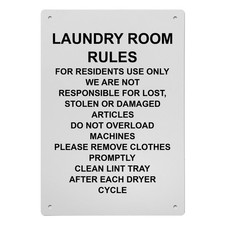 Laundry Room Rules For Residents Use Sign, 8.5 x 11 in", Housekeeping Sign