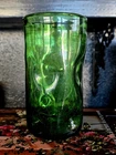 Blenko Vintage Emerald Green 6" Glass Tumbler Mid Century Modern Dimpled Pinched