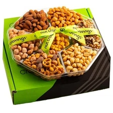  - Thanksgiving Mixed Nuts Gift 2. Classic Green Ribbon - (7 Piece Assortment)