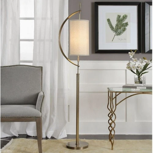 UTTERMOST 28151-1 BALAOUR ANTIQUE BRASS-PLATED STEEL FLOOR LAMP MODERN LIGHTING - Picture 2 of 3