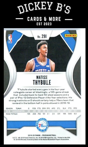 2019-20 Panini Prizm #290 Matisse Thybulle Philadelphia 76ers RC - Picture 2 of 2