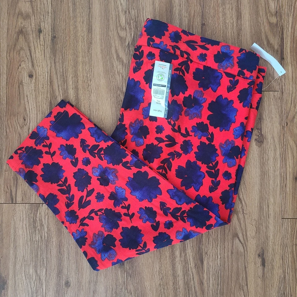 Leggings capri cortos florales rojos azules para mujer WTC Americana talla XXXL (22) Foto 4 de 4