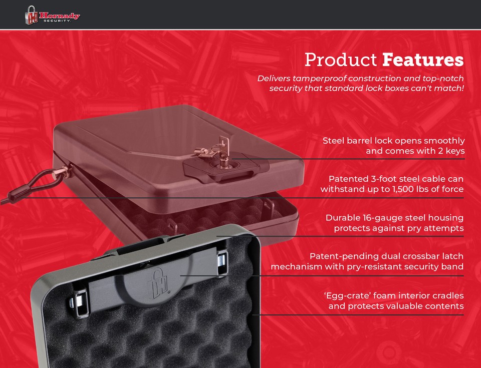 Hornady Alpha Elite Scatola Di Blocco Portatile Per Pistole - Foto 3