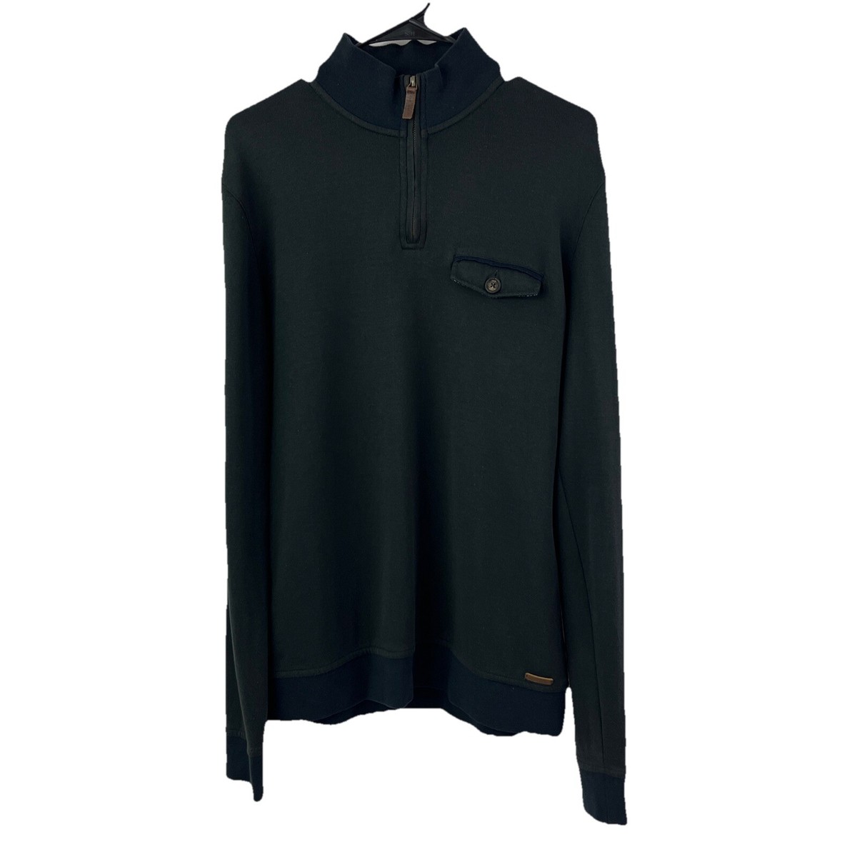 Ted Baker Golf Sweater Mens Size 4 Pullover 1/4 Zip Mock Neck Dark