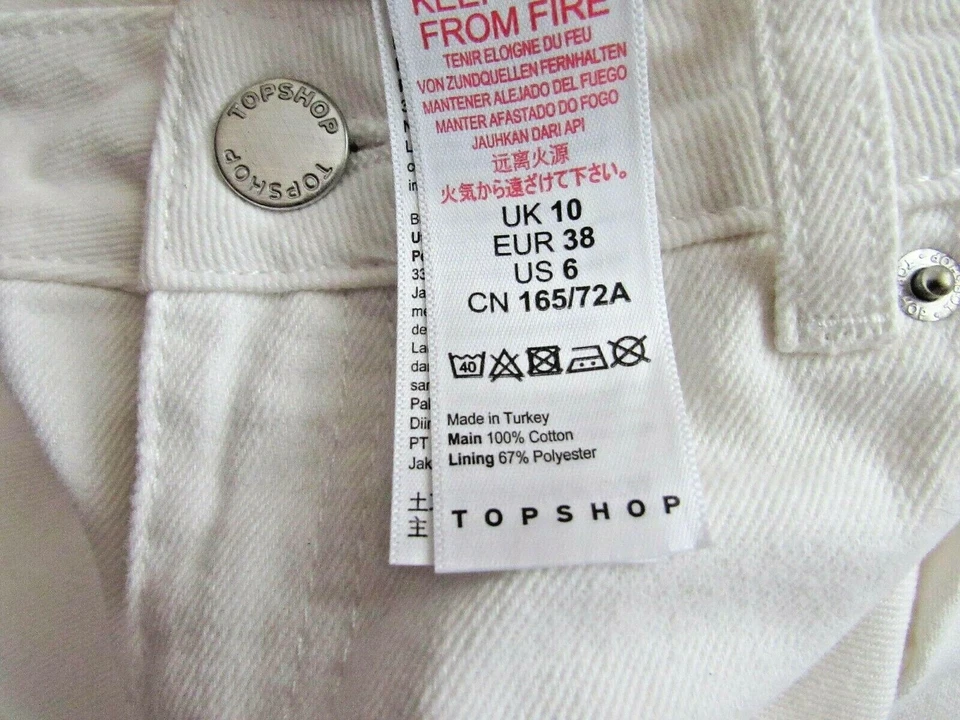 Pantalones cortos de mezclilla Top Shop talla US 6 blanco dobladillo enrollado Foto 4 de 4