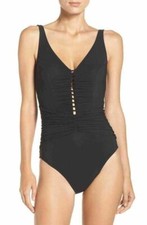 Profile by Gottex Cocktail Party One-Piece Swimsuit Sz 10 Black