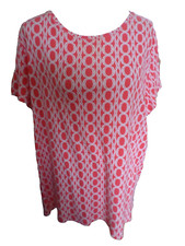 Ladies Size 3X St John's Bay Dark Salmon Pink S/S Cotton Top