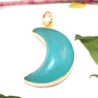Colgantes enchapados en oro amarillo en forma de media luna de aguamarina natural para ella