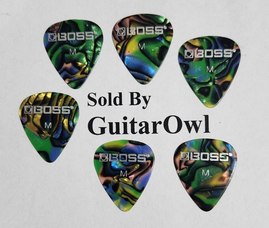 Boss Medium Celluloid Guitar Picks ABALONE 6 Pack