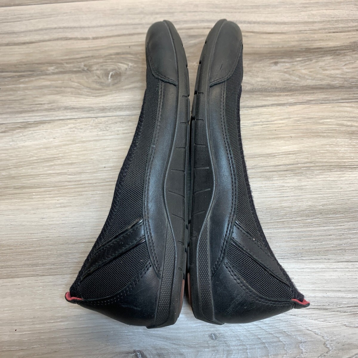 ECCO Bluma Summer Ballerina Flats Black Leather/Textile Women's