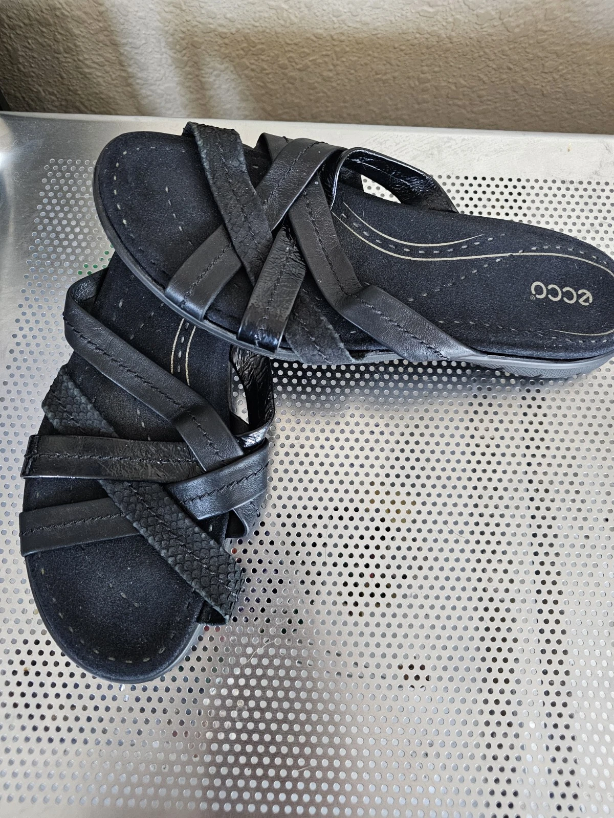 Sandali ECCO Babett neri in pelle scamosciata e pelle scamosciata scarpe donna slides EU 40 US 9