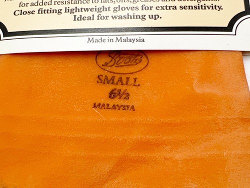 BOOTS HOUSEHOLD GLOVES 6 1/2 SMALL ORANGE - Picture 3 of 5