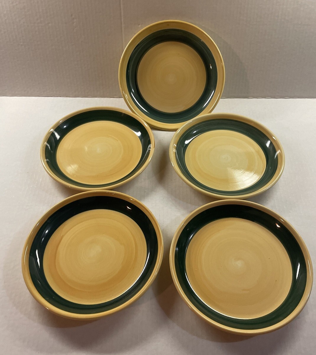5 Furio Home Italy FUO43 Plates Hand Painted Yellow Green Salad