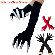 Halloween Cosplay Paw Gloves Long Fingernail Black Party Gloves Wolf Claw Gloves