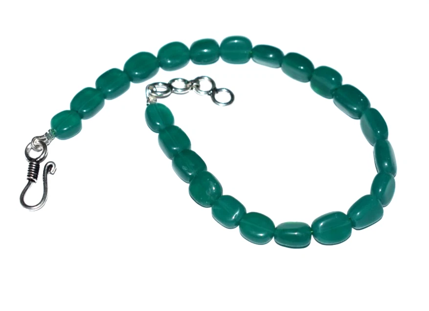 925 Plata de Ley 12.7cm Cuerda Pulsera Verde Onix Piedra Liso Ovalado Cuentas - Imagen 2 de 4