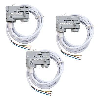 CLE 3 Stück 3 Phasen Adapter Universal grau für Stromschienen mit 3m KABEL