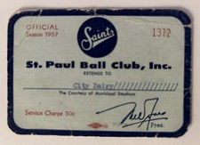 1953 Pass Ticket St Paul Club Bob Gibson 6 Win/Orlando Cepeda 25 HR Age 19⚾️