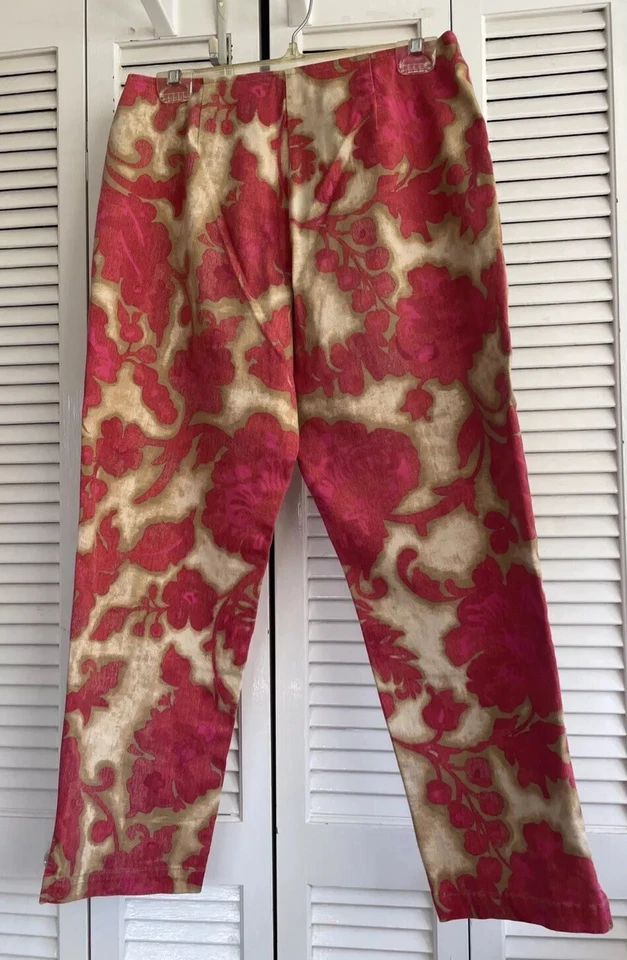 Pantalón al tobillo Sigrid Olsen talla 10P deportivo para mujer rosa/beige estampado floral pantalones Foto 2 de 4