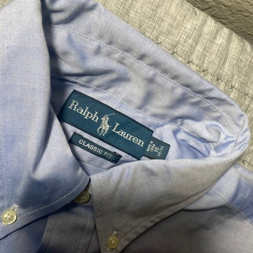 Polo Ralph Lauren vintage camicia uomo 16 32/33 BLU vestibilità classica abbottonata NUOVA - Foto 5 di 7