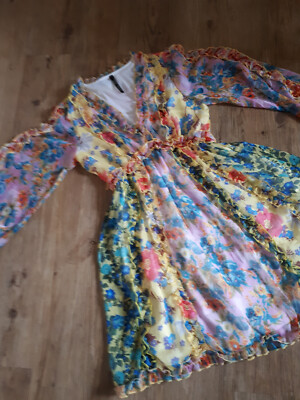 Süßes junges verspieltes Sommerkleid  Gr. S/M pastel-mehrfarbig floral NEU