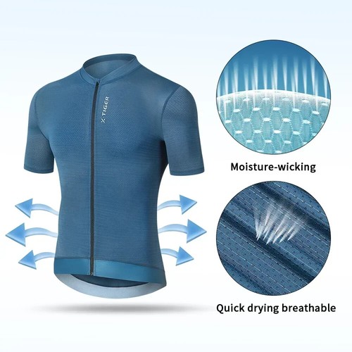 Summer Cycling Men Breathable Cycling Short Sleeve Shirt Lightweight Cycling Top - Picture 2 of 17
