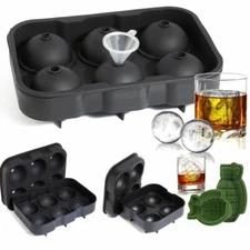 Grenade/Round Ice Cube Ball Maker Tray Silicone Sphere Mold Whiskey Cocktails US